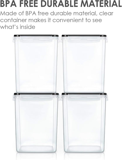 Vtopmart 4 PCS Large Food Storage Containers 5.2L / 175oz, 4 Pieces BPA Free Plastic Airtight