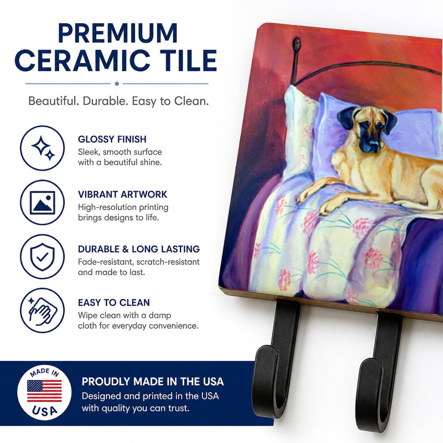 Caroline's Treasures 7256TH68 Great Dane Leash or Key Holder, Wall Hooks, Key Hooks Holder, Coat