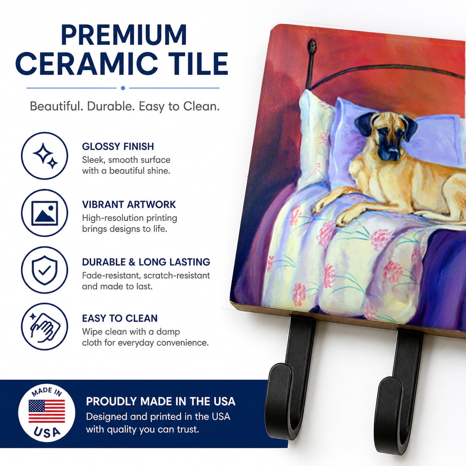 Caroline's Treasures 7256TH68 Great Dane Leash or Key Holder, Wall Hooks, Key Hooks Holder, Coat