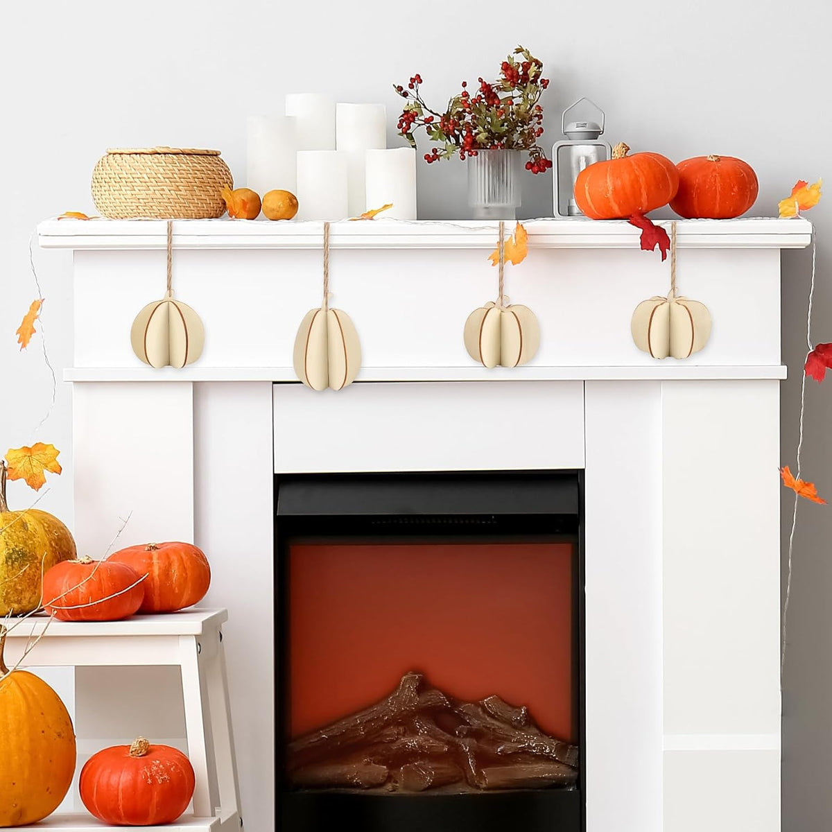 COCHIE DIY Fall 3D Pumpkins Wood Crafts to Paint for Kids Adults, Paintable Unfinished Wooden