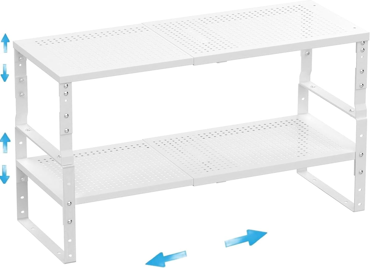 Expandable,Adjustable & Stackable Spice Rack, Cabinet Kitchen Countertop Shelf Organizer,Metal