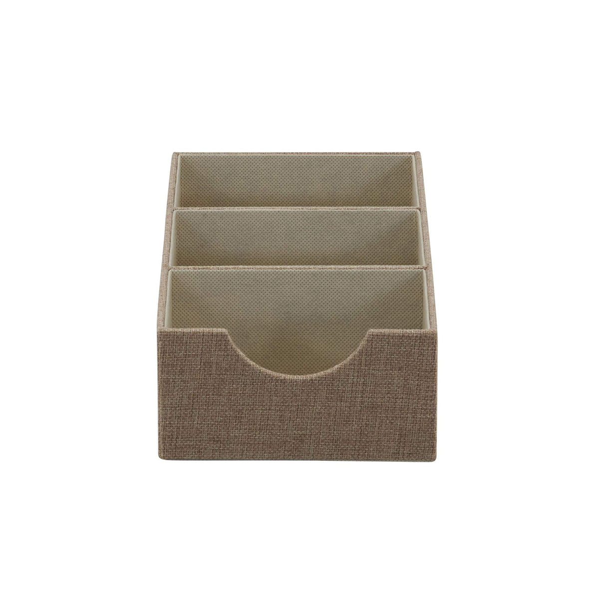Household Essentials Brown 722-1 Deep 3 Section Drawer Organizer Box for Storage | 12 in x 6.13 in
