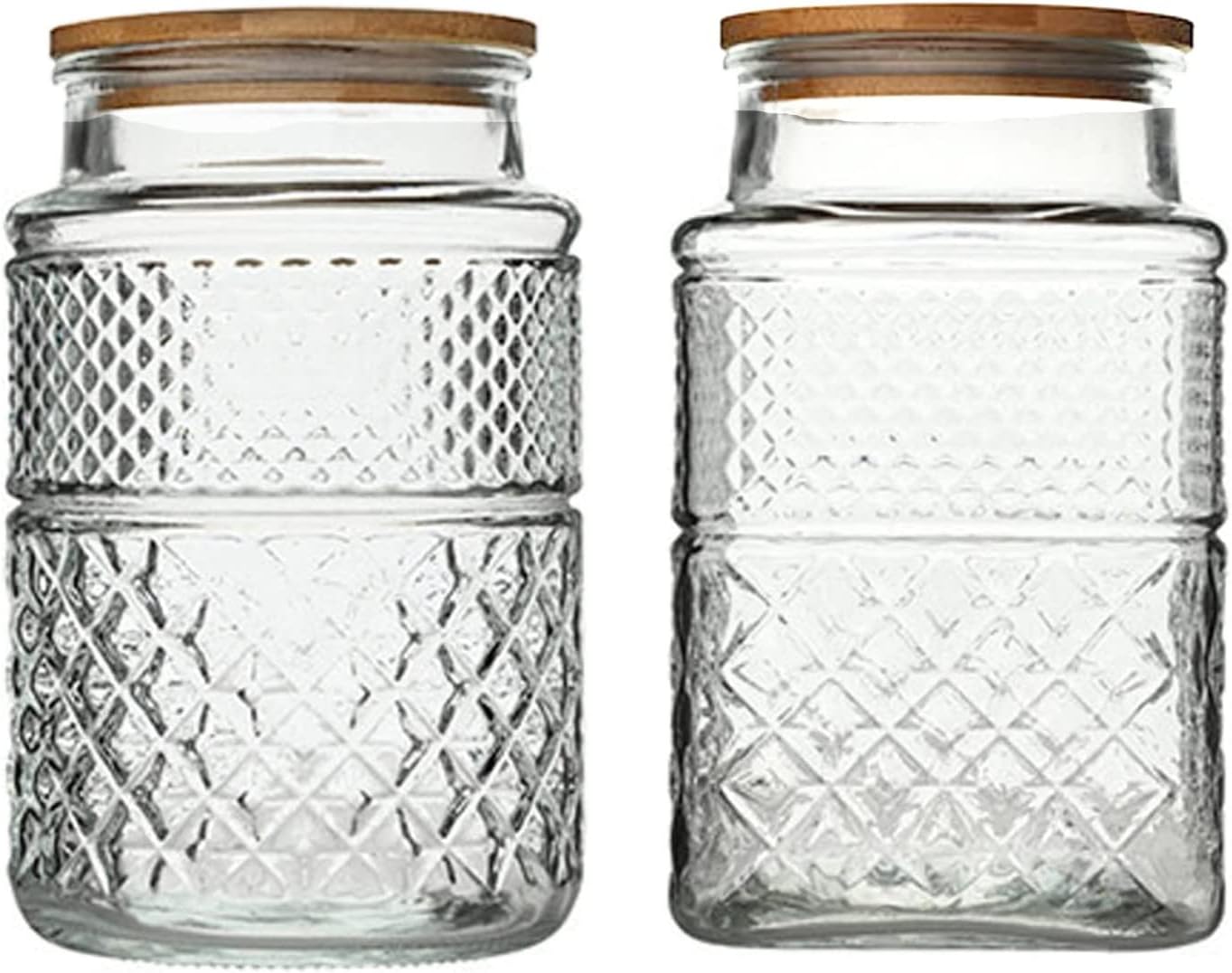 Large Glass Storage Jar, 2 Pack 60 FL OZ Glass Food Storage Containers with Bamboo Lid, Kitchen