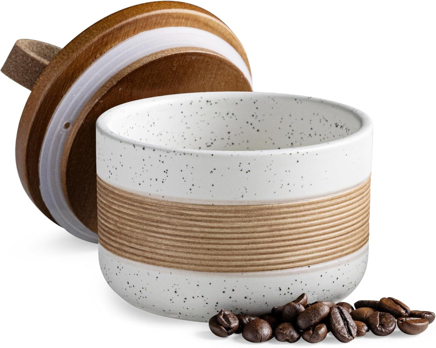 Small Ceramic Jar with Lid, Coffee Container Canister Kitchen Food Storage Jars for Spice Sugar Tea