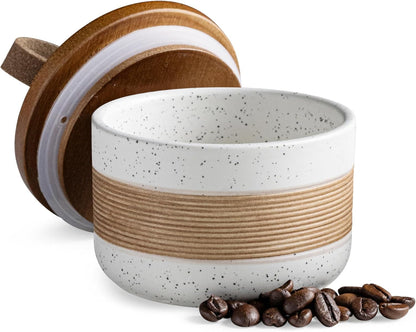 Small Ceramic Jar with Lid, Coffee Container Canister Kitchen Food Storage Jars for Spice Sugar Tea