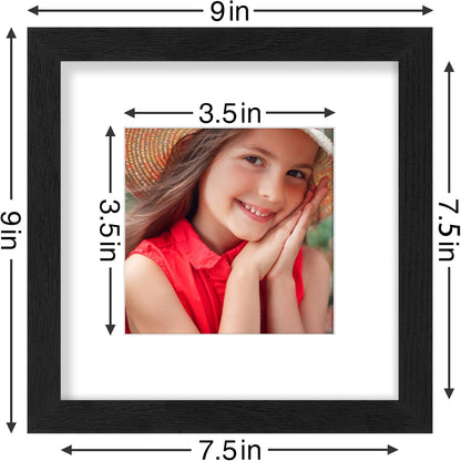 Vittanly 8x8 Picture Frames Set of 9, Shatter Resistant Plexiglass, Display 4x4 Pictures with Mat