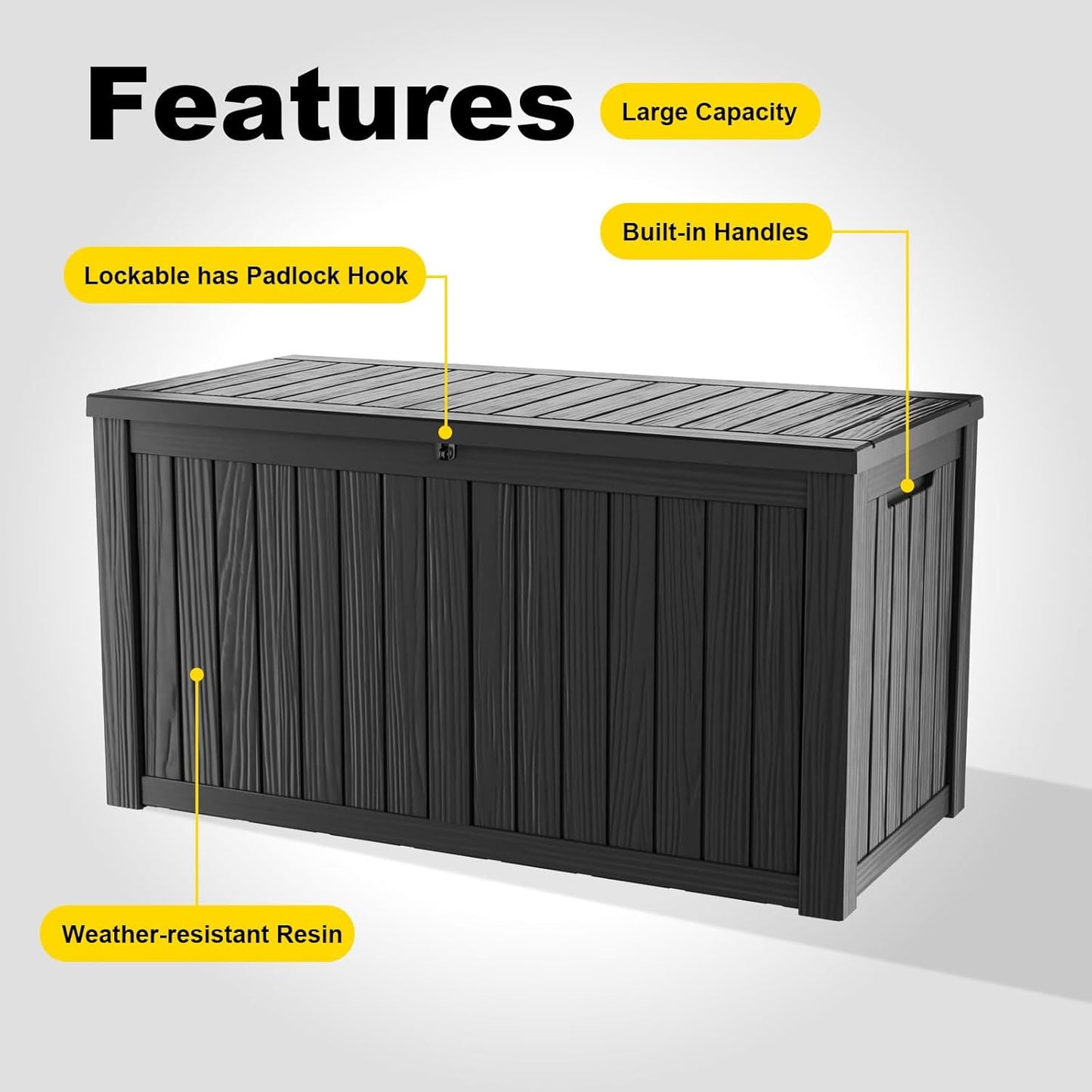 150 Gallon Outdoor Deck Box,Storage Lockable Waterproof Patio Furniture,Garden Tools,Cushions,Pool