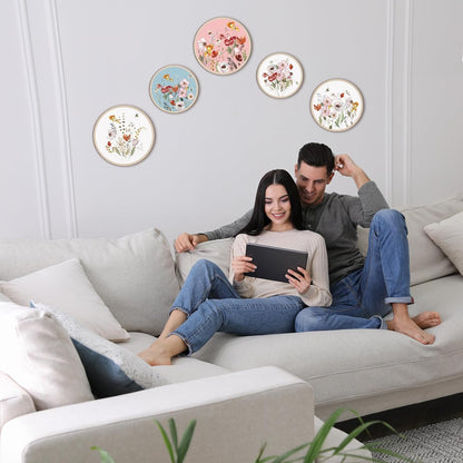 Qunclay 5 Pcs Wall Art Decor Wooden Living Room Wall Decor Bohemian Hanging Farmhouse Geometric
