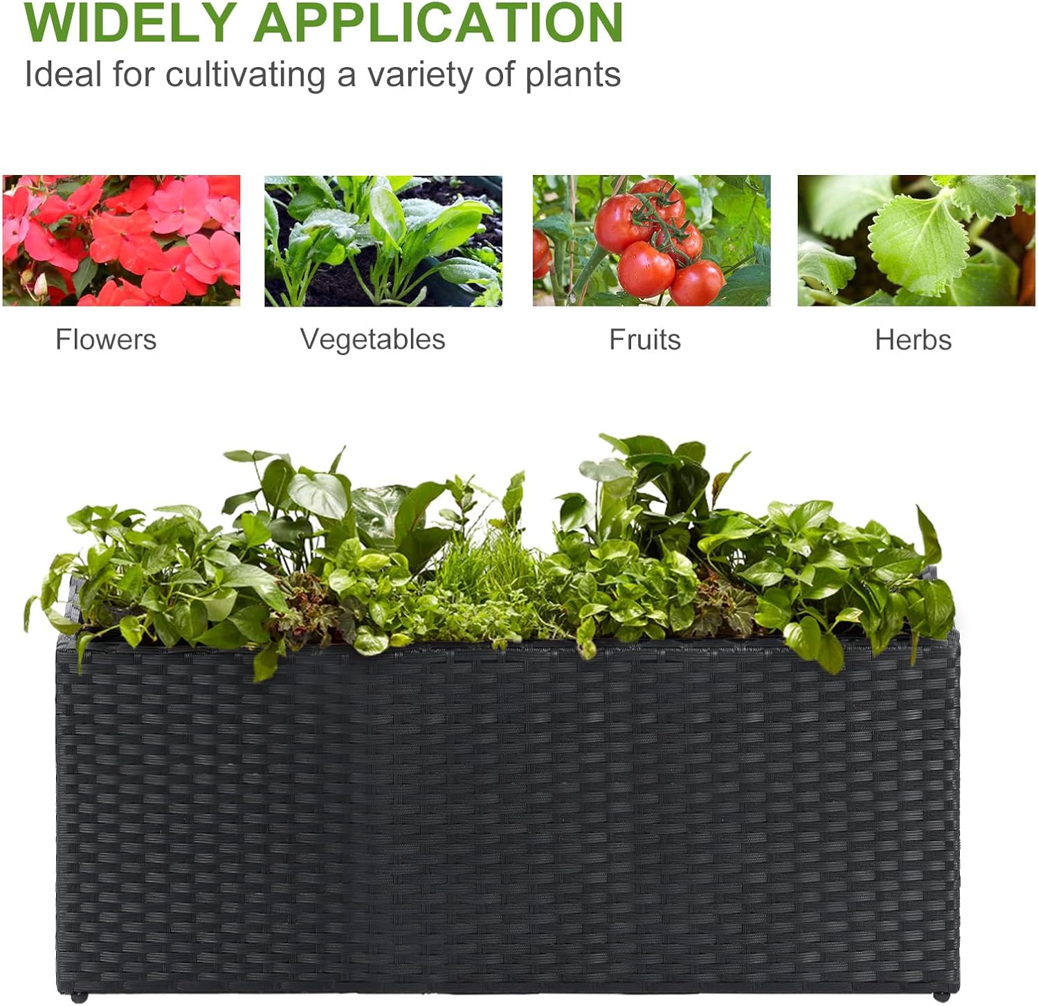 LEWIS&WAYNE Large Rectangular Block Planter Box Handmade Wicker Tall Planters for Outdoor Plants