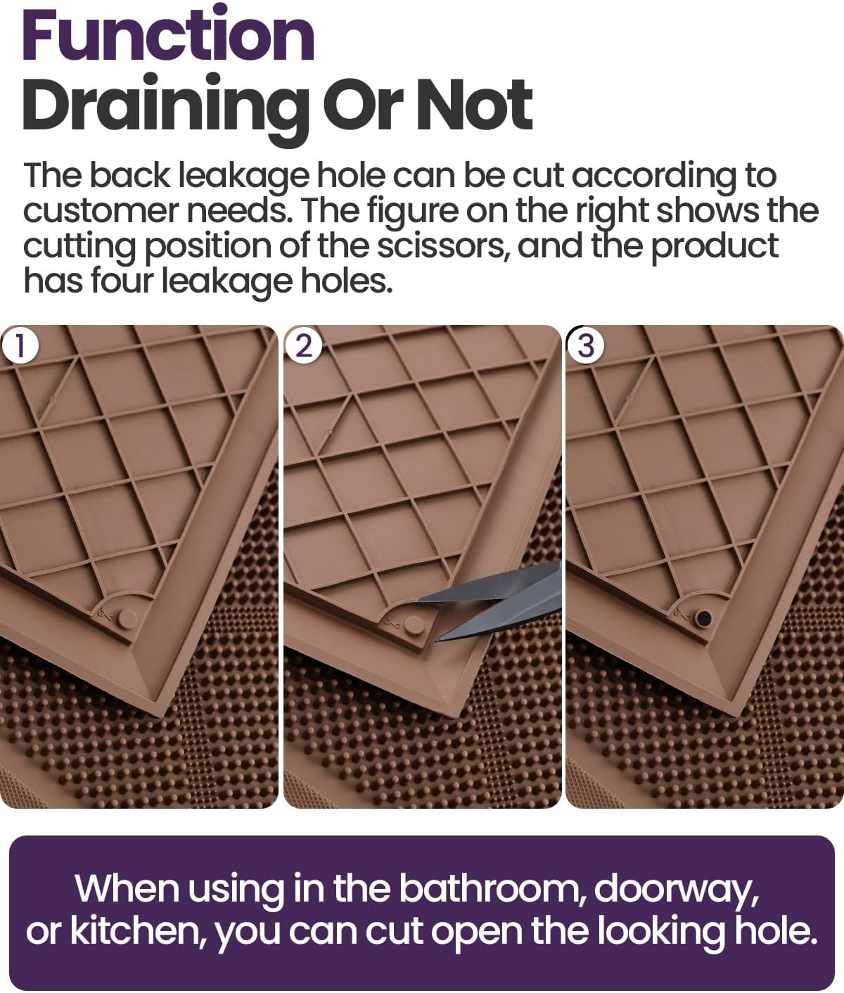 DEXI Front Door Mats Outside Entrance, 17x36 Rubber Waterproof Dirt Trapping Entry Mat for