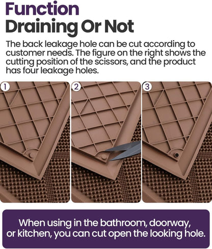 DEXI Front Door Mats Outside Entrance, 17x36 Rubber Waterproof Dirt Trapping Entry Mat for
