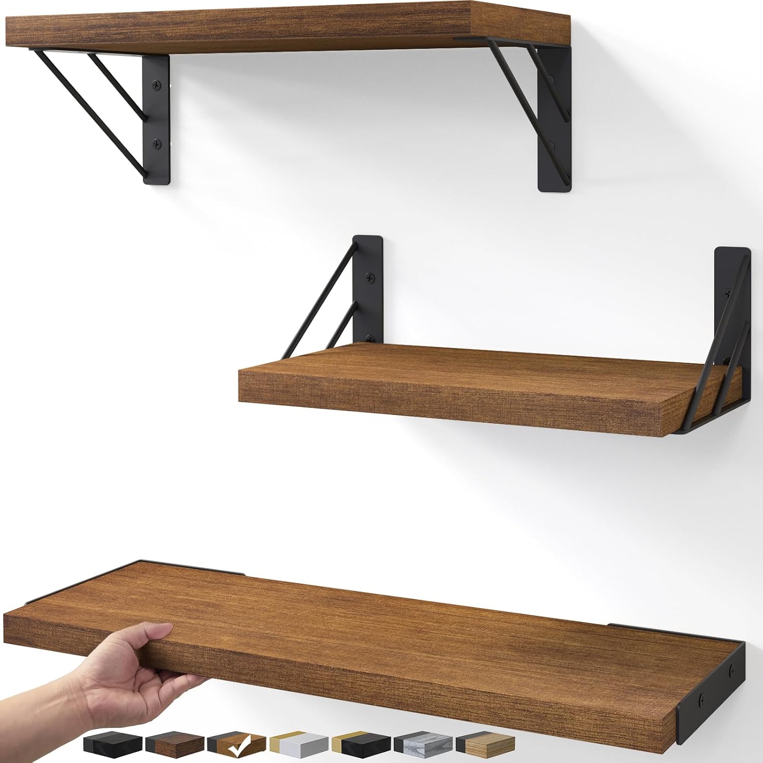 BAYKA Floating Shelves for Wall, Book Shelf for Bedroom, Wall Decor Shelves for Living Room
