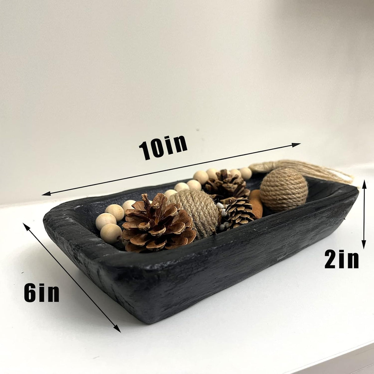 Wooden Dough Bowl Decor, Vintage Wooden Bowl Hand Carved Home Decor for Dining Table Center, Living