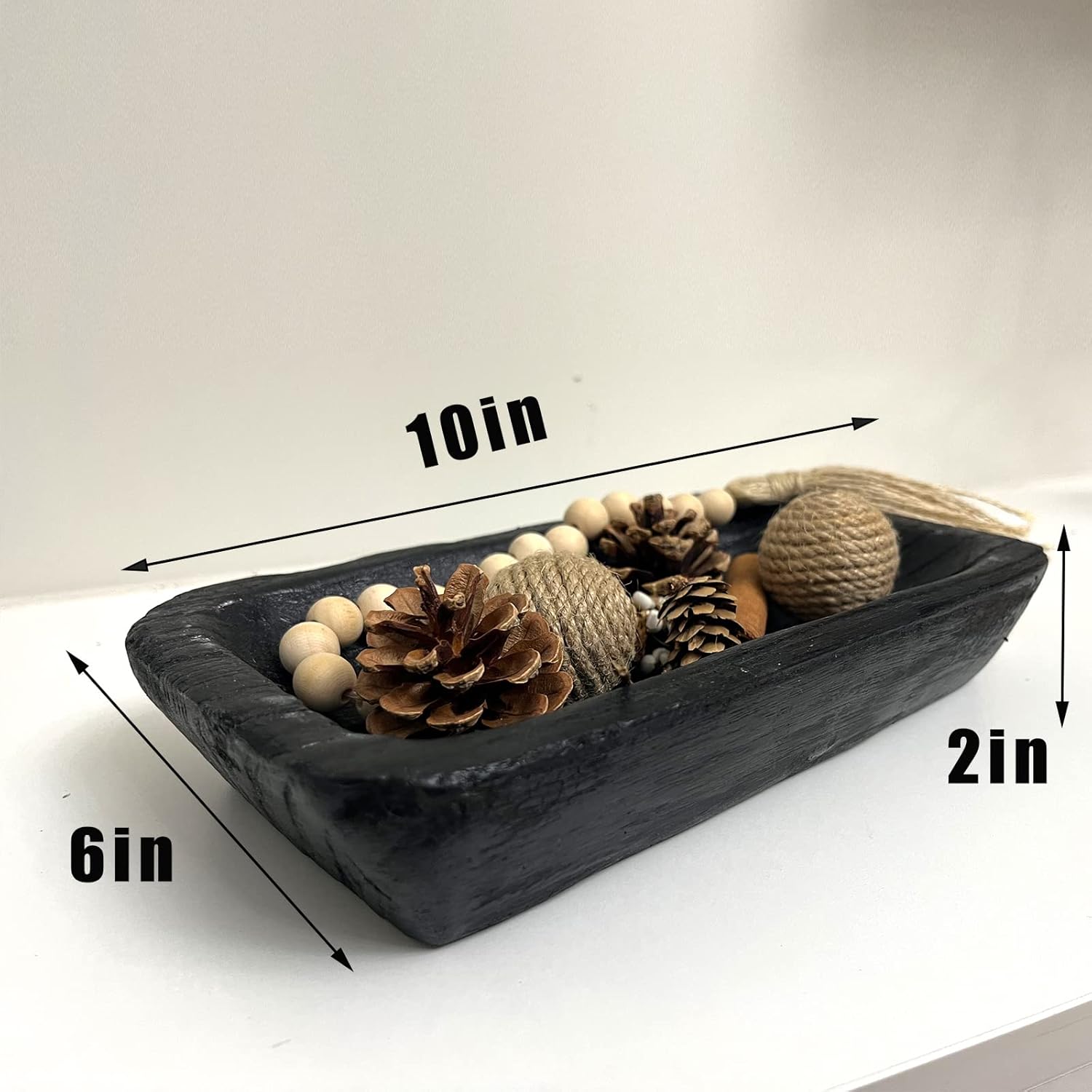 Wooden Dough Bowl Decor, Vintage Wooden Bowl Hand Carved Home Decor for Dining Table Center, Living