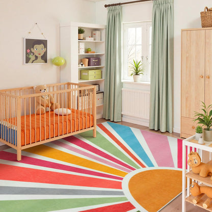 STARUIA Sun 8x10 Washable Area Rugs for Living Room, Non-Slip Backing Large Boho Rainbow Nursery