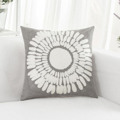 HWY 50 Grey Gray Decorative Throw Pillow Covers 18x18 Inch (1 Piece), Modern Embroidered Cotton