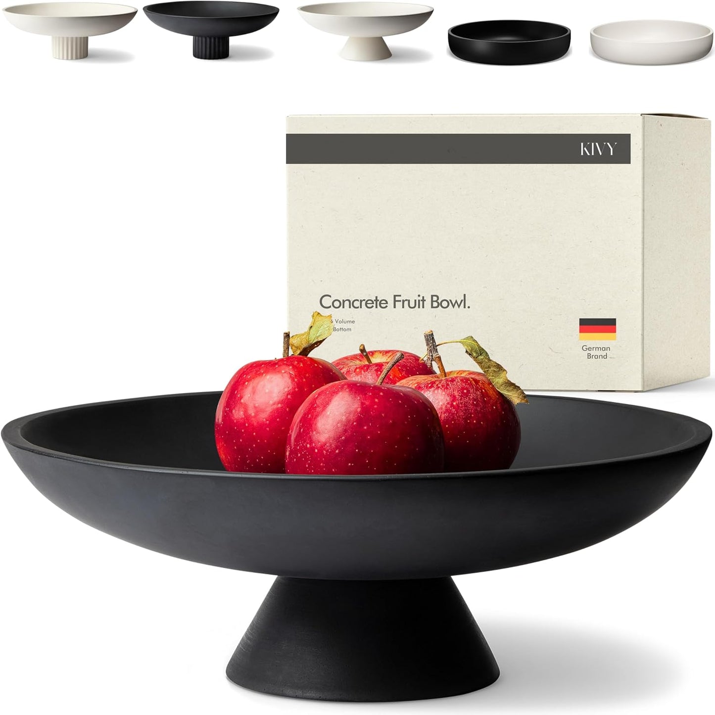 KIVY Concrete Fruit Bowl for Kitchen Counter - Large Decorative Bowl for Home Decor - Modern Key