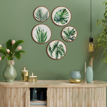 Qunclay 5 Pcs Wall Art Decor Wooden Living Room Wall Decor Bohemian Hanging Farmhouse Geometric