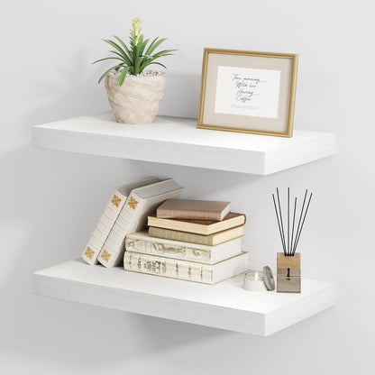 Fun Memories White Floating Shelves 16 Inch Long, 8 Deep Floating Shelf Wall Mounted, 16 x 8 Inch
