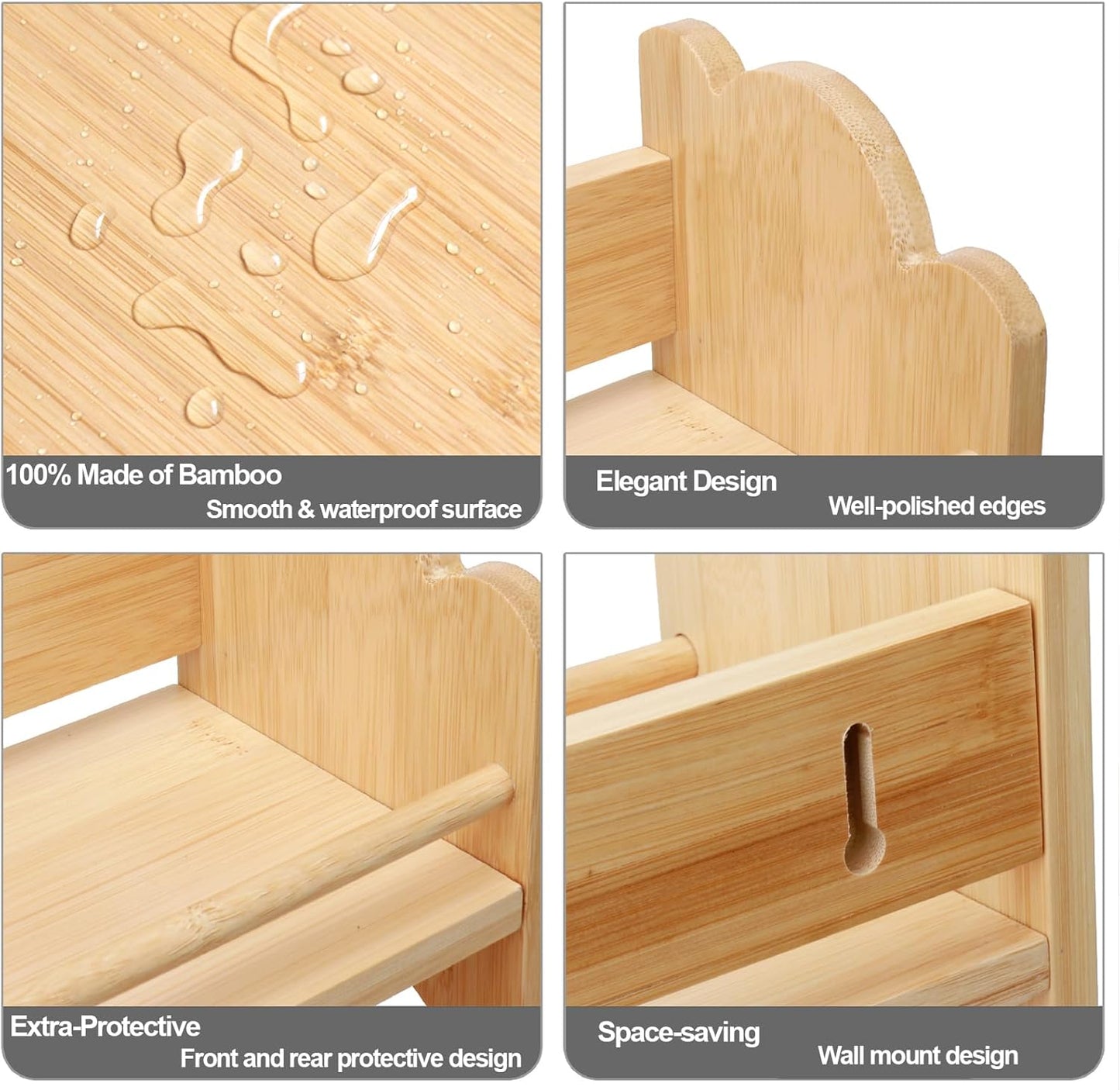 3 Tier Bamboo Spice Rack, Spice Rack Organizer, Seasoning Jars Rack Shelf Spice Organizer for