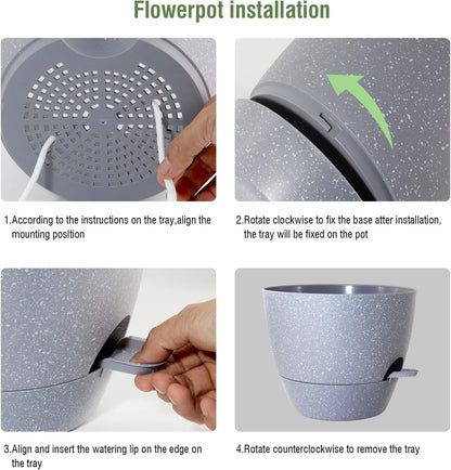 Big Self Watering Pots 12/10/9 inch, Planter, Plant Pots with Mesh Drainage Holes for Indoor
