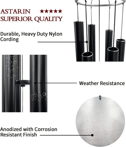 ASTARIN Outdoor Deep Tone,45Inch Sympathy Wind Chimes for Outside with 6 Tubes Tuned Relaxing