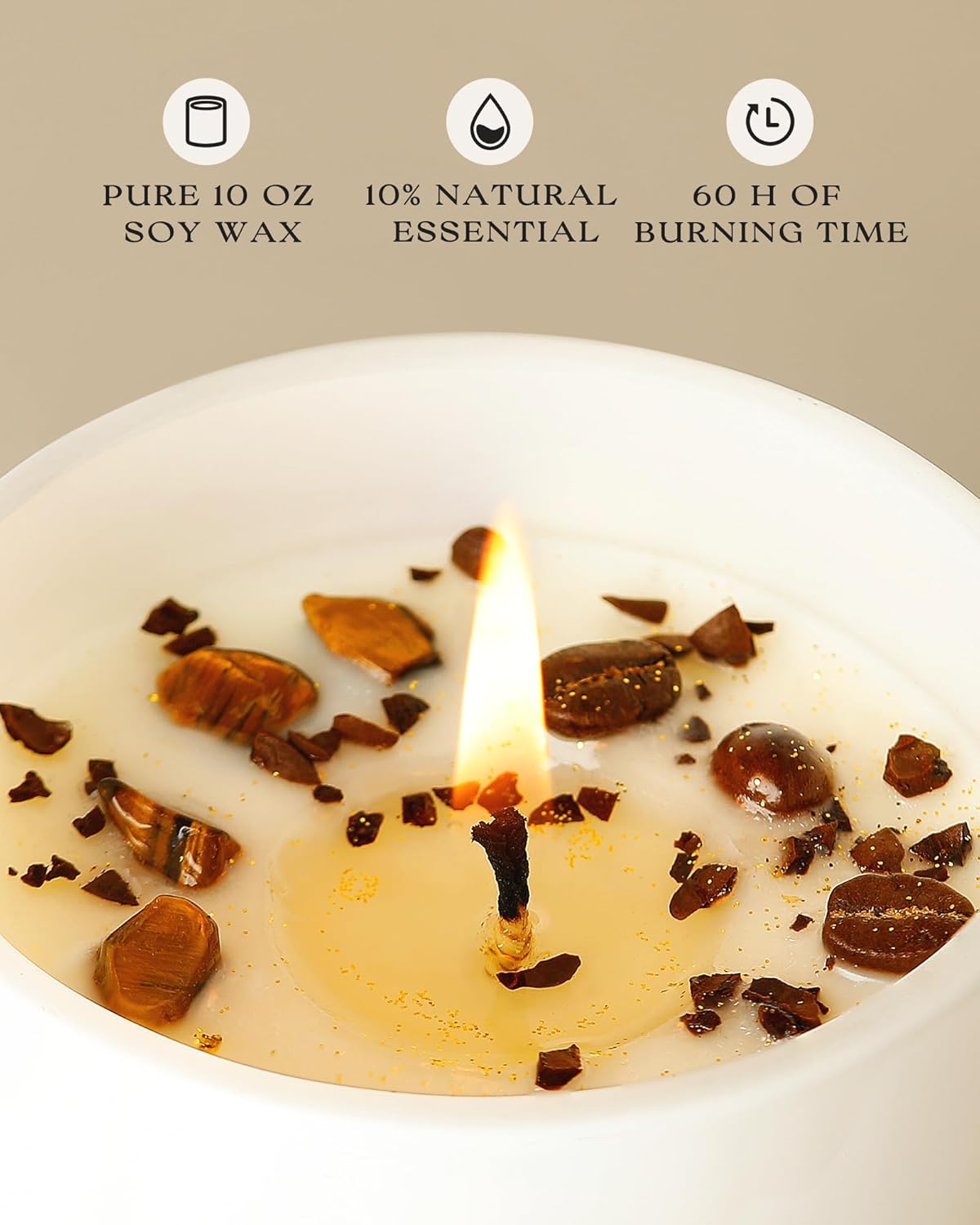 AOOVOO Macchiato Coffee Scented Candles for Women - Aromatherapy Candle with Crystals Inside, 10oz