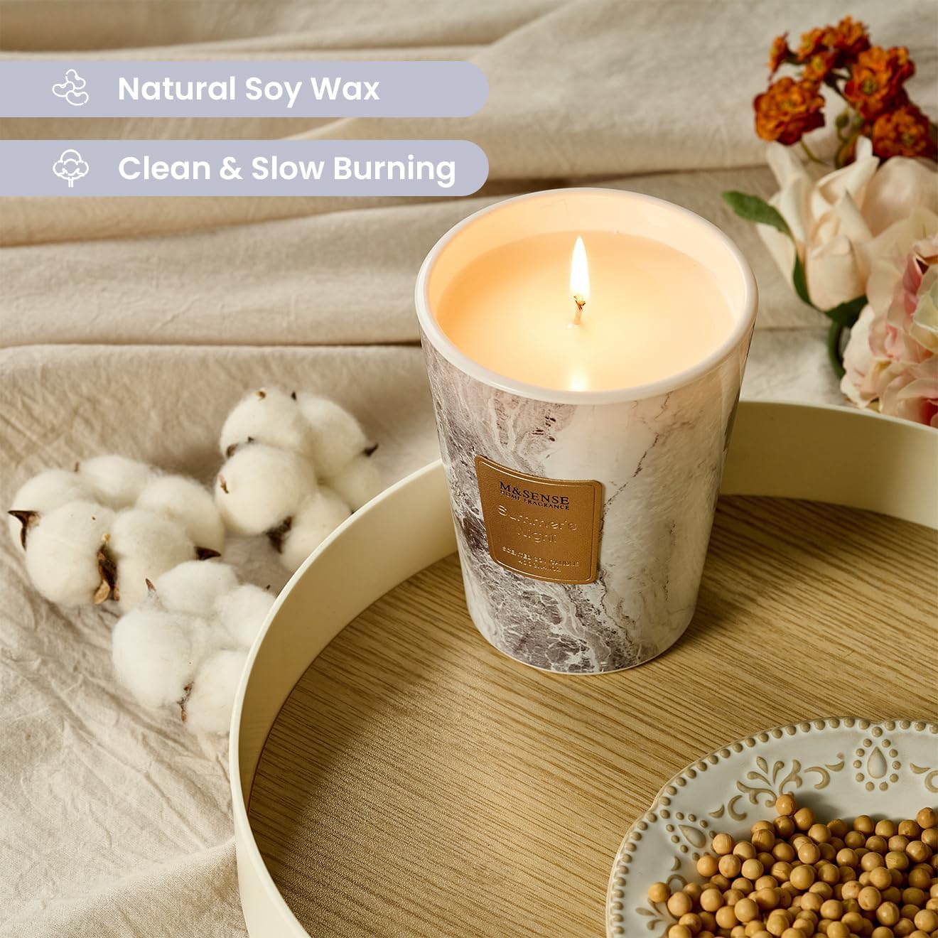 M&SENSE Summer Night Scented Candles for Home, Lead-Free Wick Highly Scented Jar Candles, 14.1 Oz