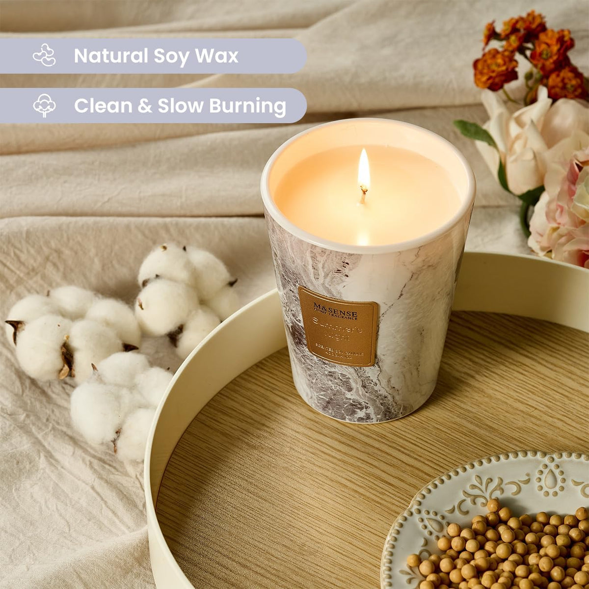 M&SENSE Summer Night Scented Candles for Home, Lead-Free Wick Highly Scented Jar Candles, 14.1 Oz