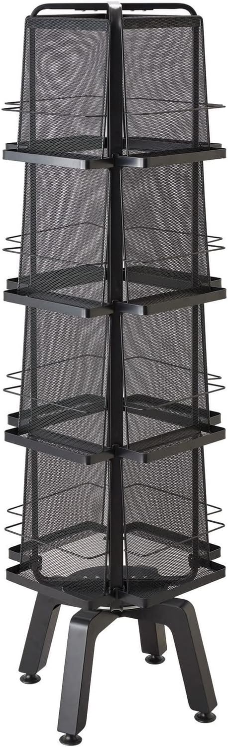 Safco Onyx Rotating Mesh Magazine Holder, Display Rack with 16 Pockets, Brochure Organizer