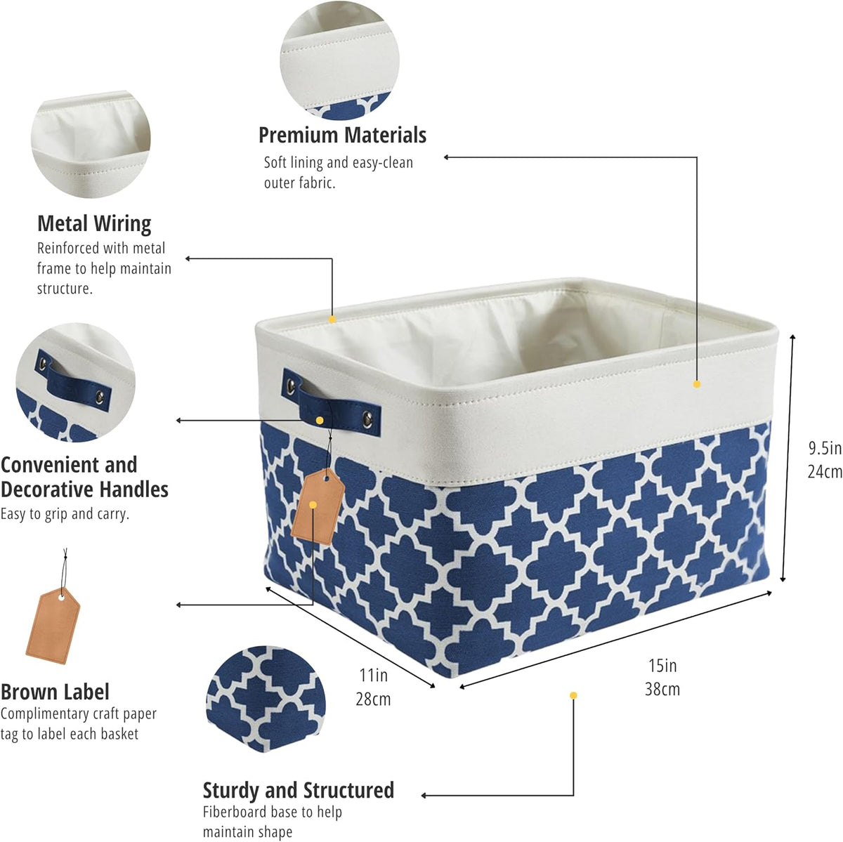 DECOMOMO Blue Storage Bins Fabric Storage Baskets for Shelves, Linen Closet Organization Toys