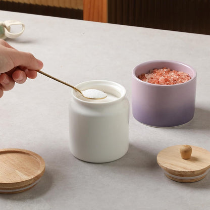 Sweejar Ceramic Kitchen Canisters, Porcelain Food Storage Jar with Airtight Seal Wooden Lid, Home