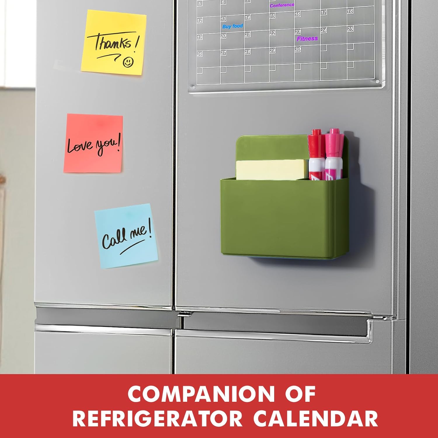 BEYGORM 2 Pack Plastics Magnetic Pen Holder for Refrigerator, Dry Erase Marker Holder for