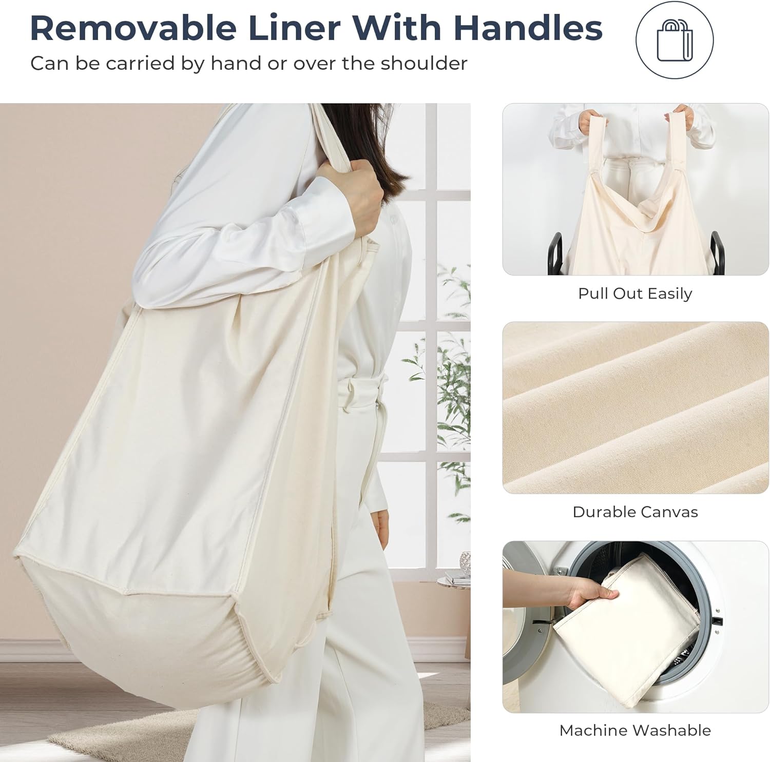 STO STO Laundry Hamper, 90L Rolling Laundry Sorter Cart with Removable and Washable Liner Bag