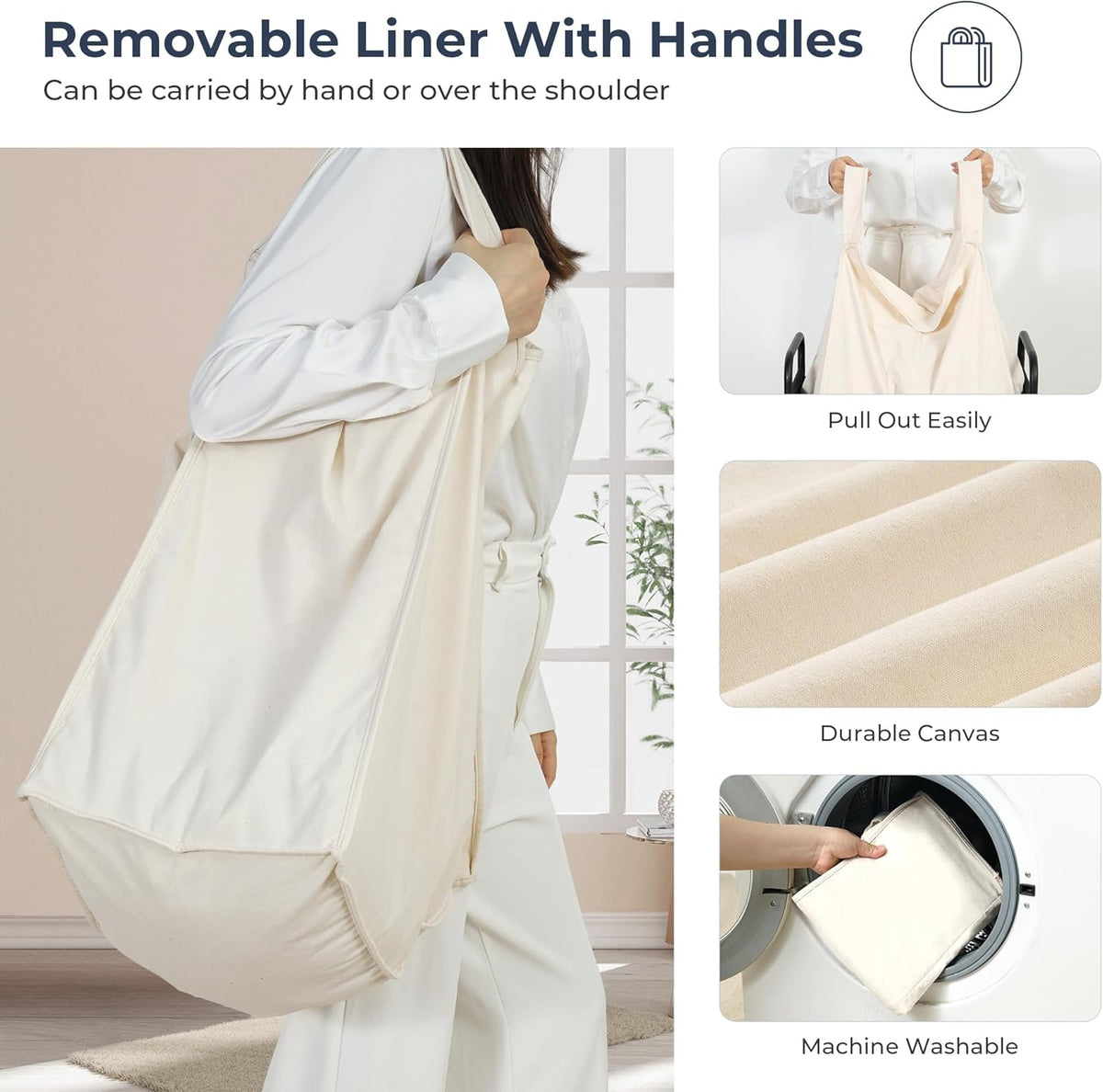 STO STO Laundry Hamper 2 Section, 100L Rolling Laundry Sorter Cart with Removable and Washable