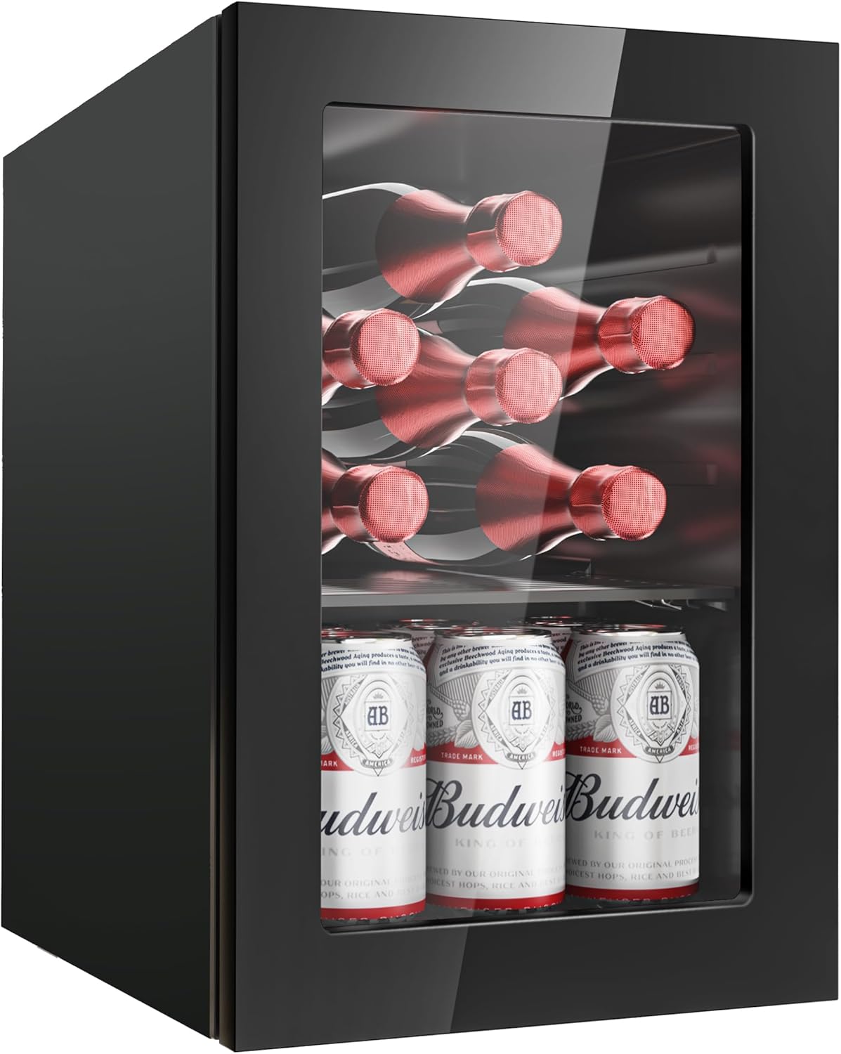 6 Bottles and 6 Cans Compact Beverage Refrigerator, Freestanding Mini Fridge with Temperature