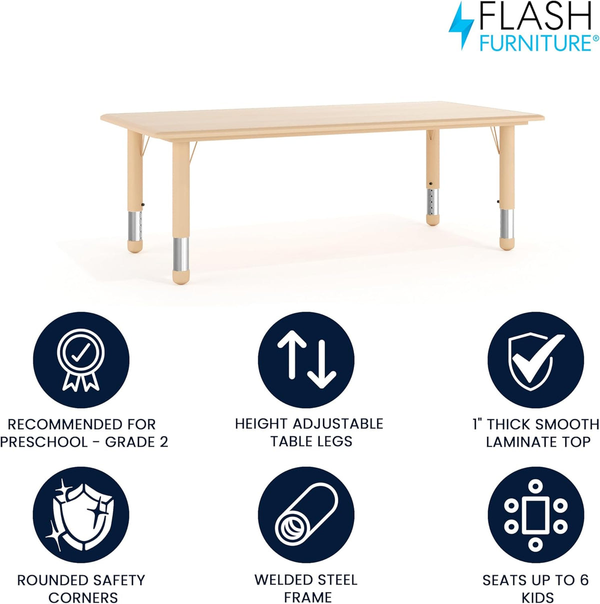 Flash Furniture Wren Adjustable Classroom Activity Table for School and Home, Plastic Activity