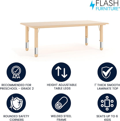 Flash Furniture Wren Adjustable Classroom Activity Table for School and Home, Plastic Activity