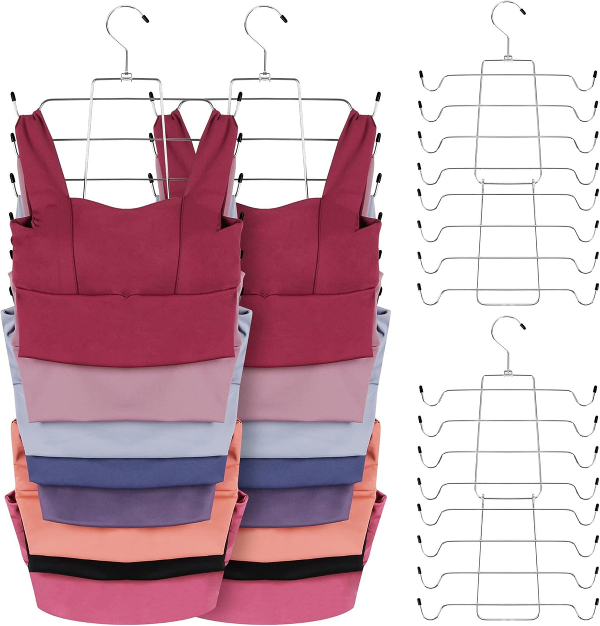 ZEDODIER Tank Top Hanger, 4 Pack Space Saving Bra Hangers, Non-Slip Hanging Sport Bras Holder