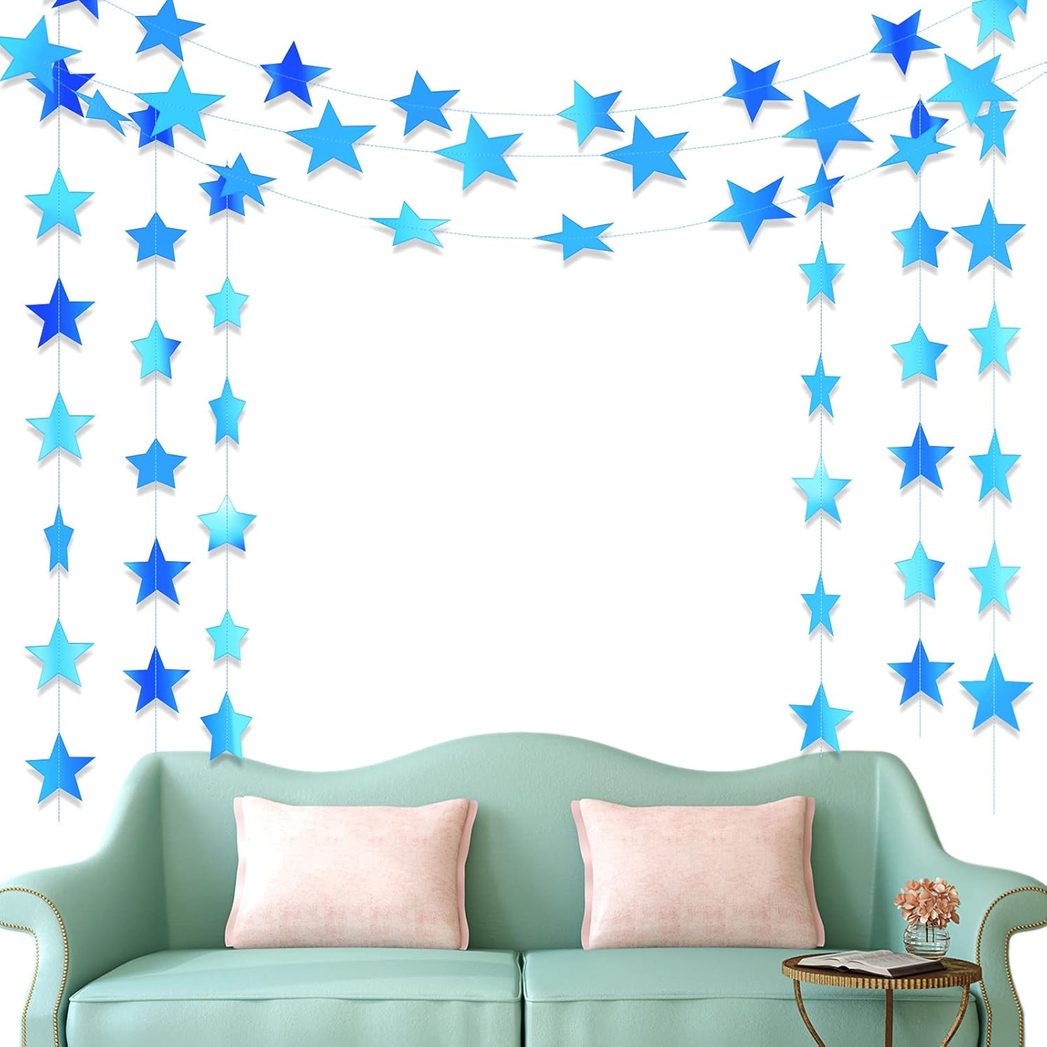 Patelai Glitter Star Garland Banner Decor 130 Feet Star Hanging Bunting Banner Twinkle Backdrop for