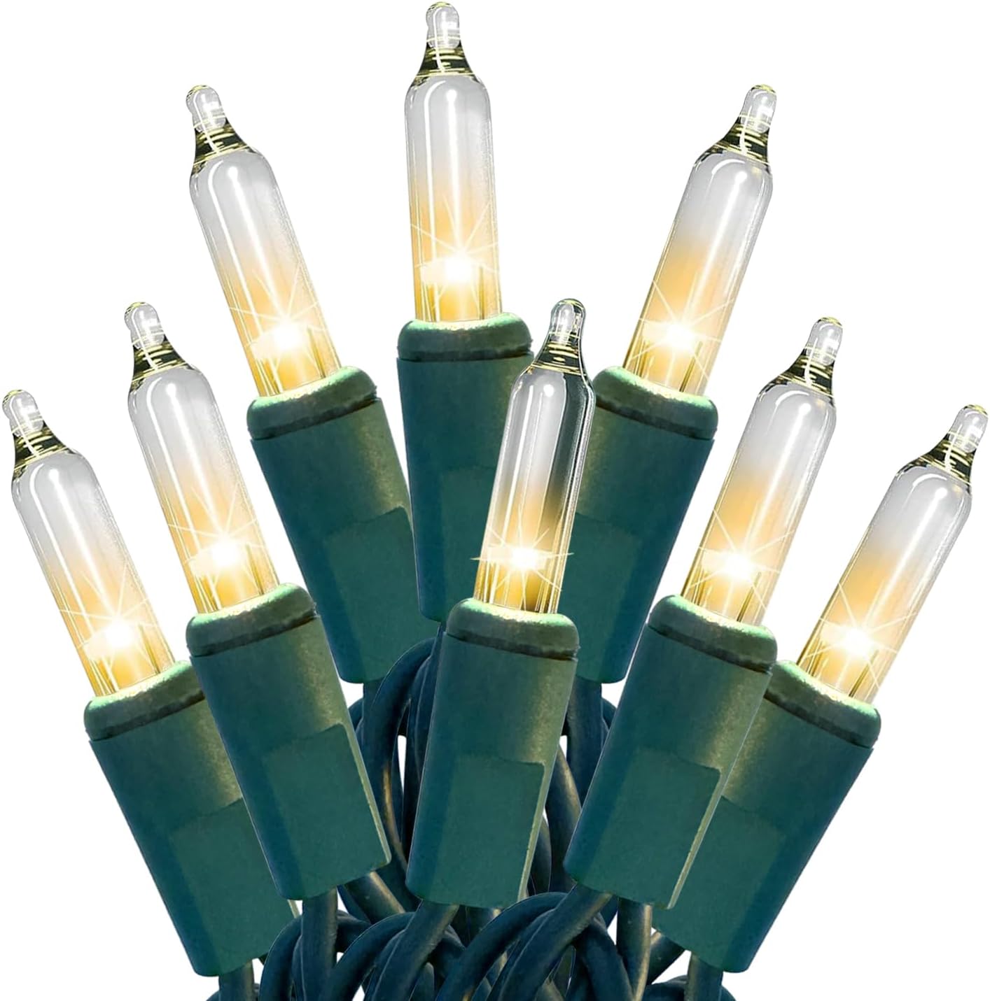 HISHINY Christmas Lights 100 Count Clear Christmas Tree Lights String with Green Wire for Outdoor
