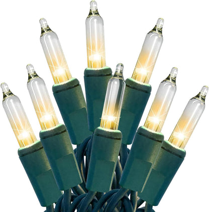 HISHINY Christmas Lights 100 Count Clear Christmas Tree Lights String with Green Wire for Outdoor
