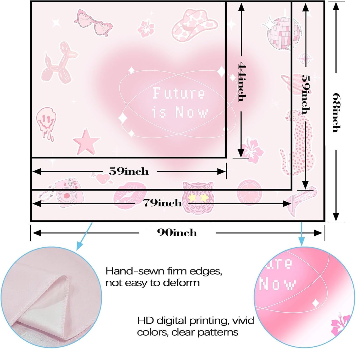 Lunerfex Y2K Tapestry Pink Wall Tapestry, Cute Tapestries for Bedroom Funny Tapestries Wall Hanging