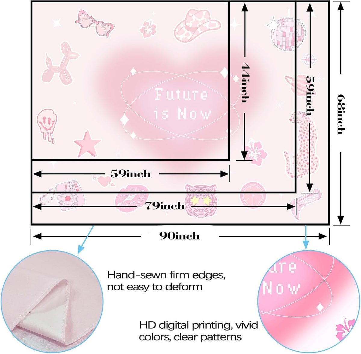 Lunerfex Y2K Tapestry Pink Wall Tapestry, Cute Tapestries for Bedroom Funny Tapestries Wall Hanging