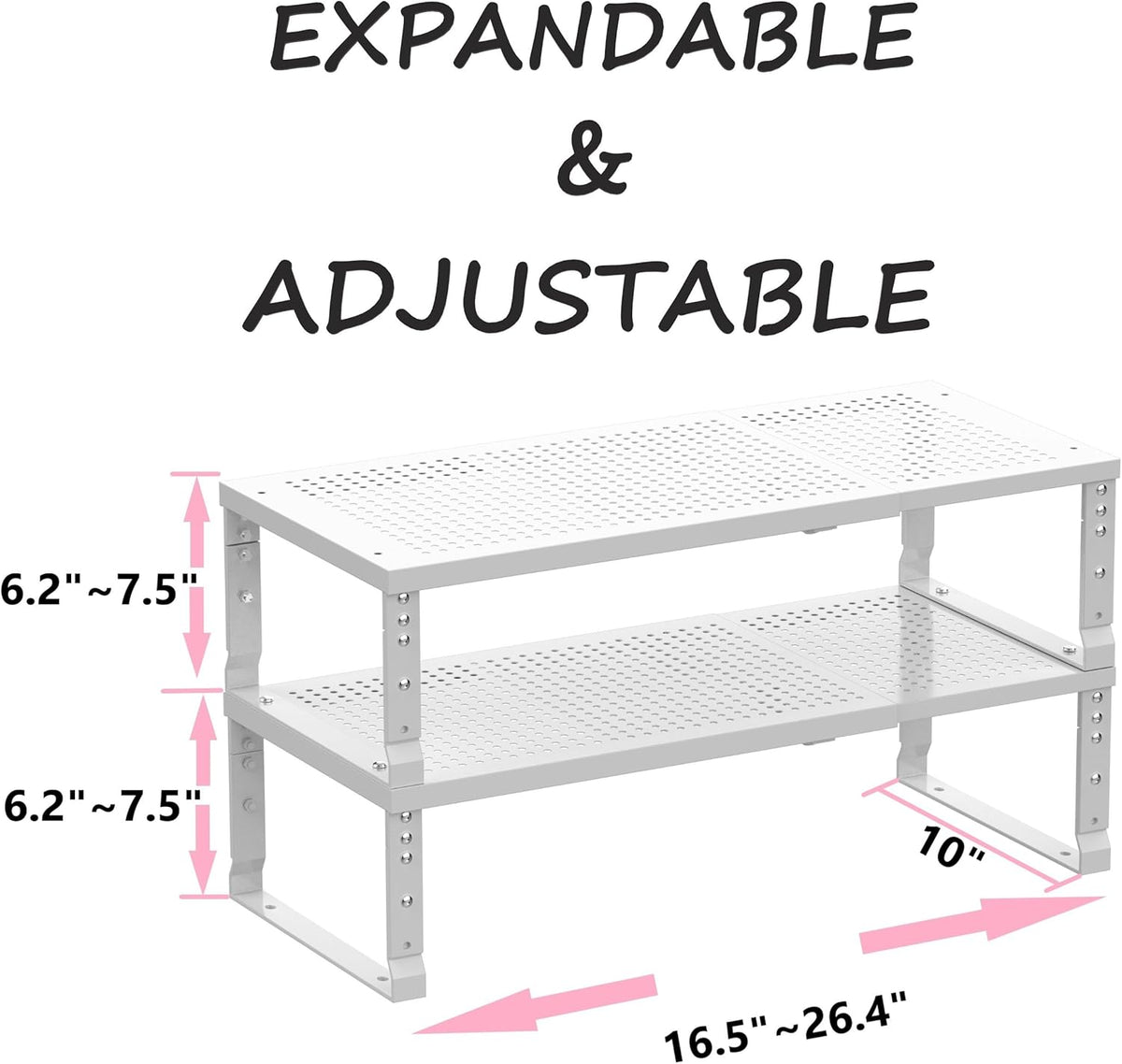 Metal Stackable Expandable Storage Shelf - Multi-Functional Home Storage Shelf, Suitable for