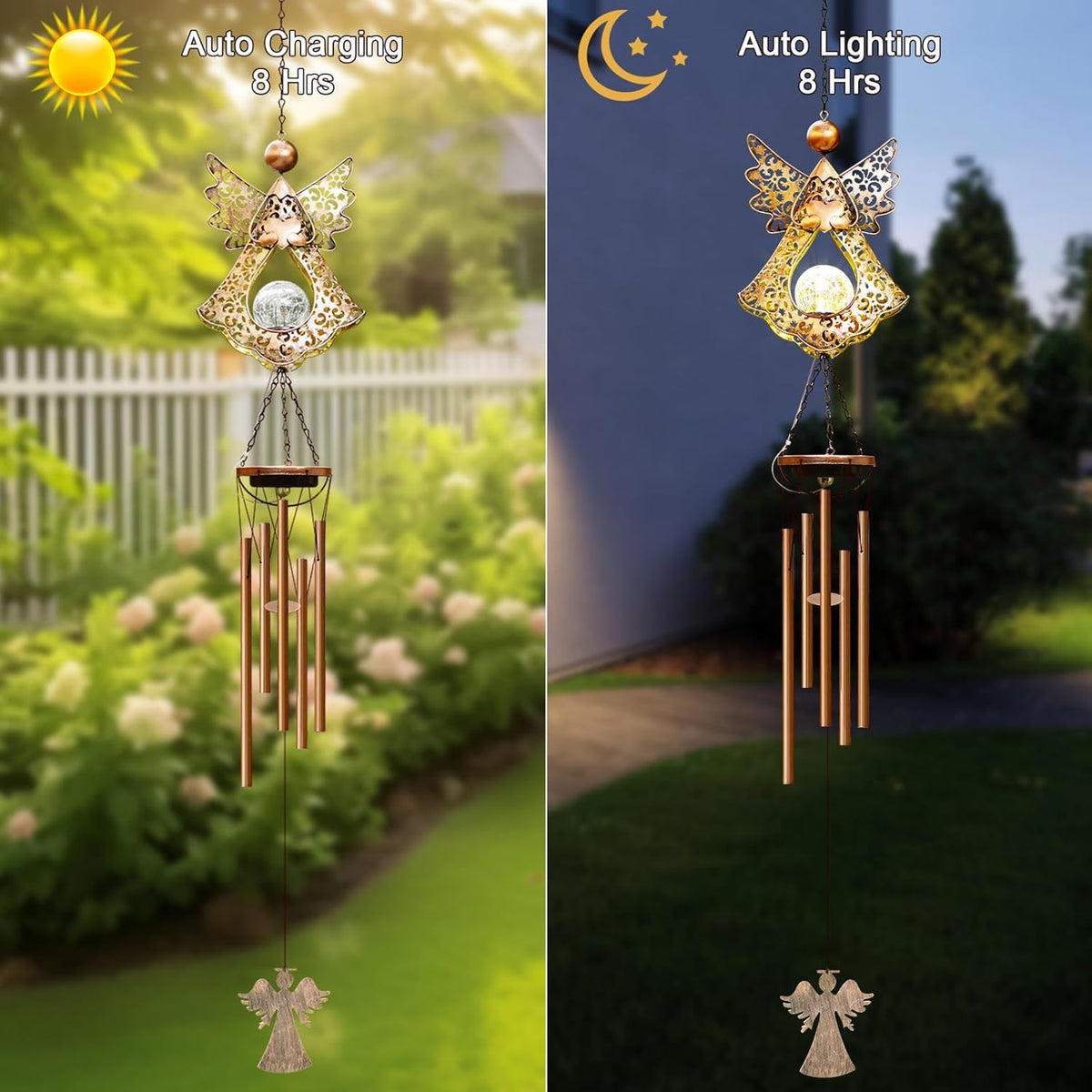 Wind Chimes Outdoor Indoor Decor: Birthday Gifts for Mom Grandma - Outside Lights for Garden Yard