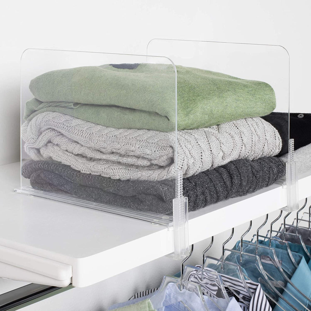 Richards Homewares Acrylic Shelf Dividers - Purse, Sweaters Organizer for Closet - Clear Separators