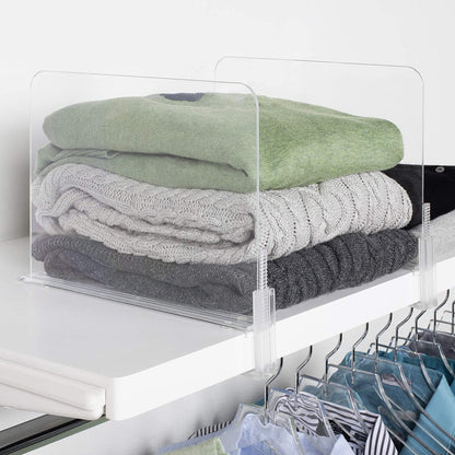 Richards Homewares Acrylic Shelf Dividers - Purse, Sweaters Organizer for Closet - Clear Separators
