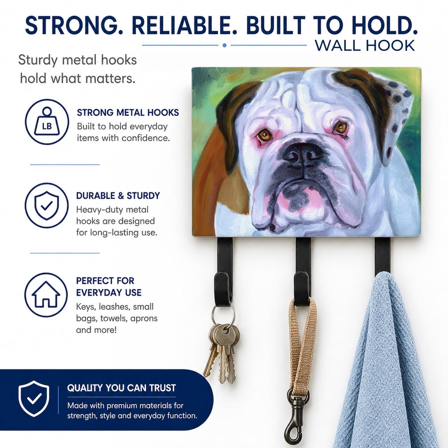 Caroline's Treasures 7350TH68 Miss English Bulldog Leash or Key Holder, Wall Hooks, Key Hooks