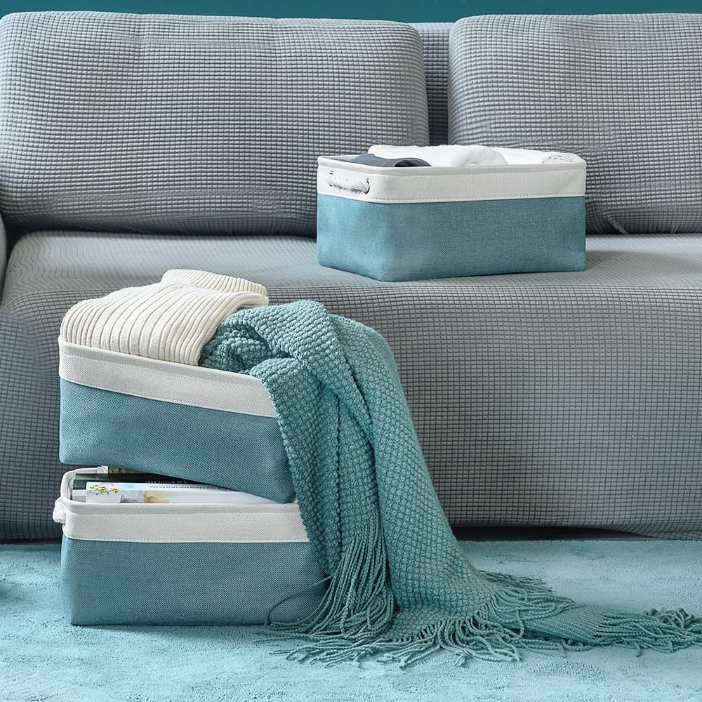 TheWarmHome Fabric Storage Bins Baskets for Organizing,Sturdy Storage Basket W/Handles, Decorative